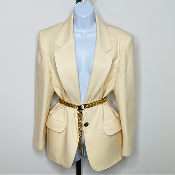 Great Vintage Cream 100% Wool Blazer & Skirt Suit - Picture 9 of 15